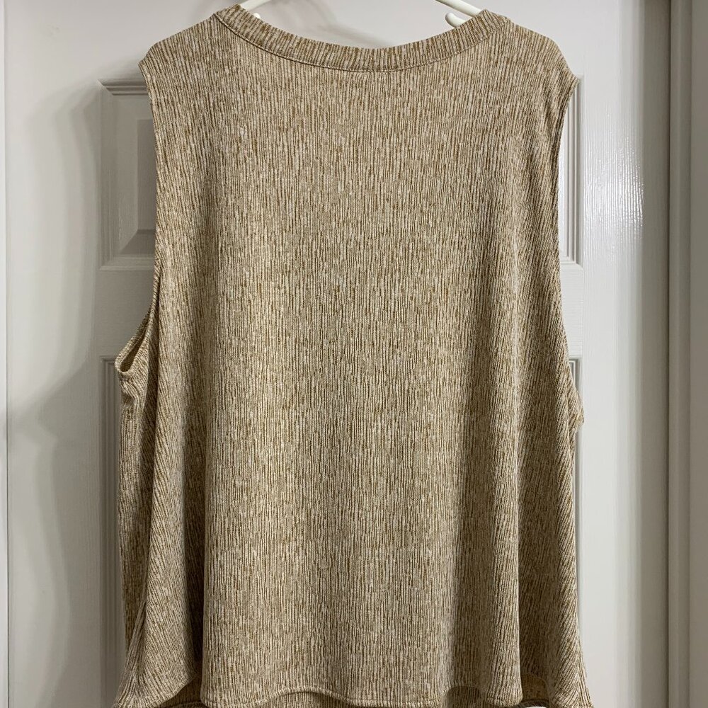 Pure Jill Women's Tan and White Sleeveless Blouse, Size 4X - Picture 2 of 4